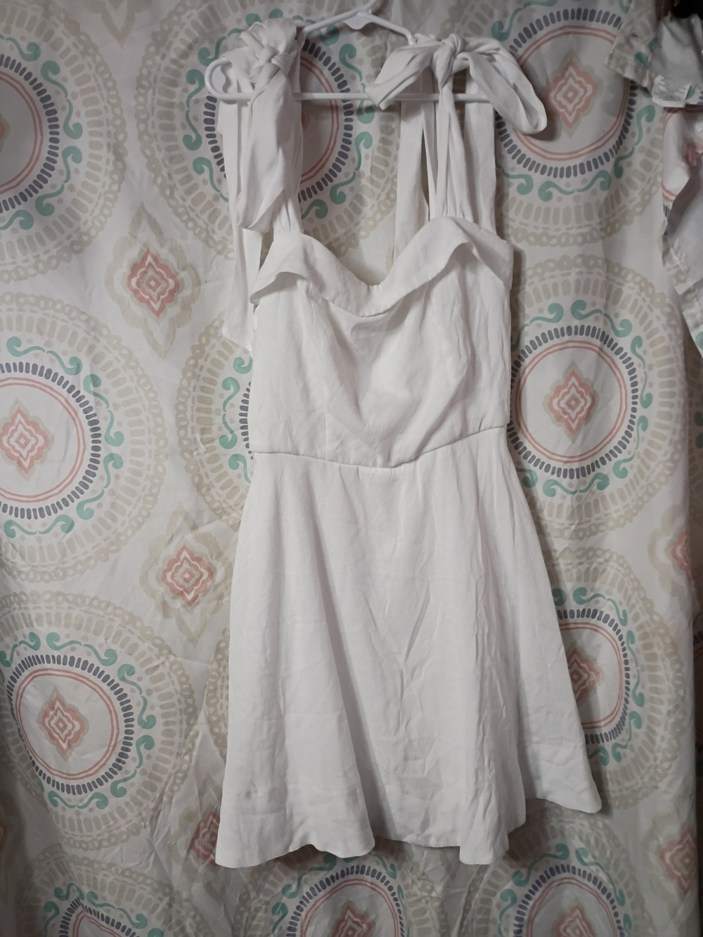 Blue Rain White Tie-Shoulder Mini Dress